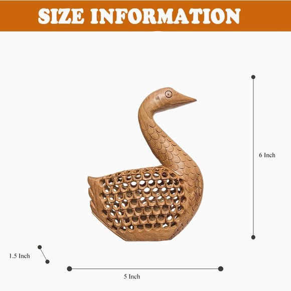 Handcrafted Wooden Undercut Jaali Duck (6 Inch) - Picture 6 of 6